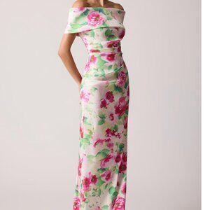 NWT (*altered*) Rickie Freeman for Teri Jon Off-Shoulder Pleated Gown - Size 18